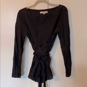 LOFT Tie Cotton Blouse